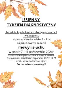 JESIENNY TYDZIEŃ DIAGNOSTYCZNY PPP nr 1